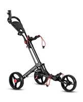 Costway Foldable 3 Wheel Steel Golf Pull Push Cart Trolley Club