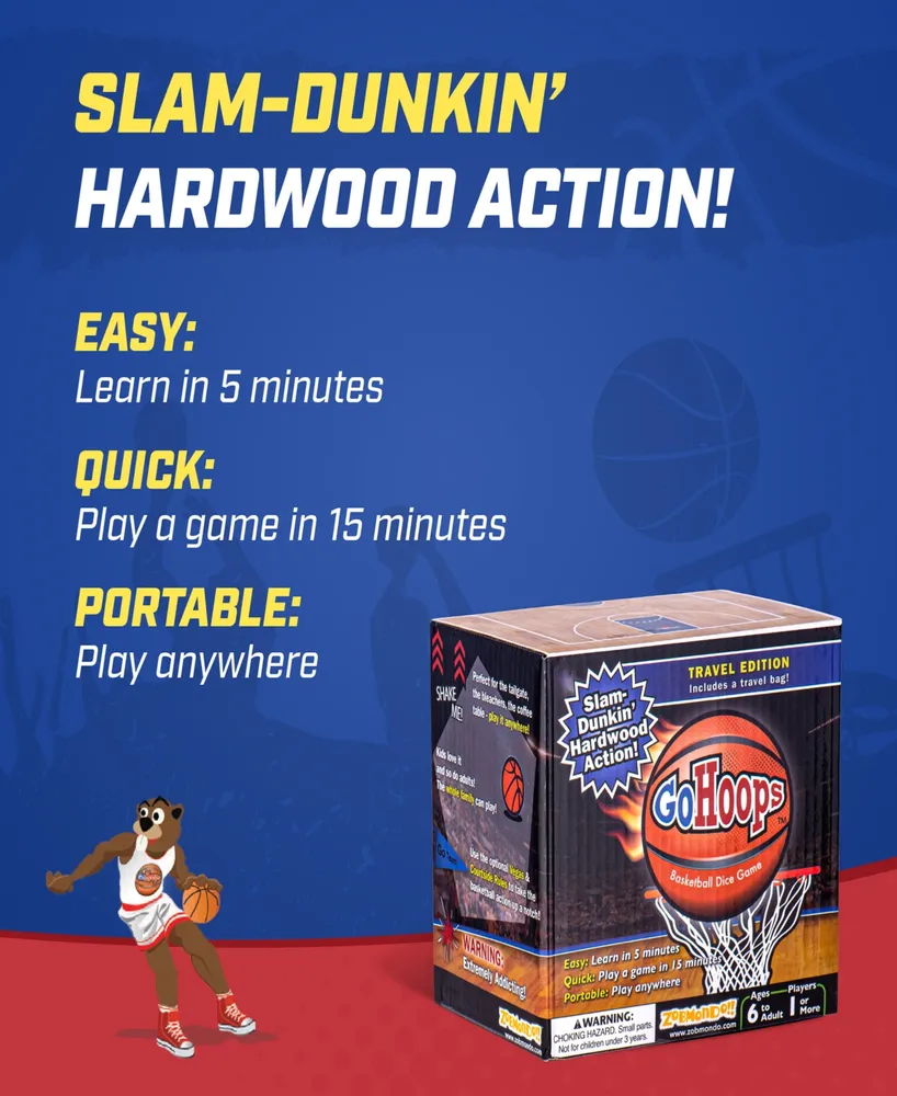 Zobmondo Gohoops Basketball Play Basketball Anywhere with Fun Portable Custom Dice 10 Piece Set