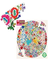 Eeboo Piece and Love Blue Bird Yellow Bird Adult Round Jigsaw Puzzle