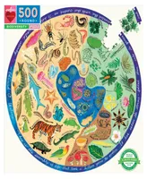 Eeboo Piece and Love Biodiversity 500 Piece Adult Round Jigsaw Puzzle Set