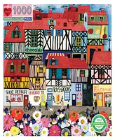 Eeboo Piece and Love Whimsical Village Square Adult Jigsaw Puzzle 1000 Piece Set