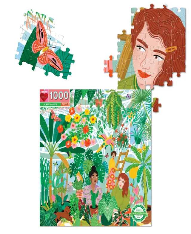 Eeboo Piece and Love Plant Ladies 1000 Piece Square Adult Jigsaw Puzzle Set