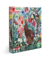 Eeboo Piece and Love Poppy Bunny Square Adult Jigsaw Puzzle Set, 1000 Piece