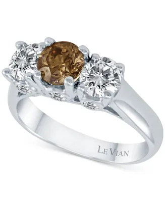 Le Vian Vanilla Diamond (1-1/8 ct. t.w.) & Chocolate Diamond (7/8 ct. t.w.) Trinity Ring in 18k White Gold