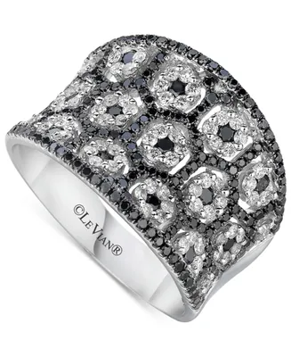 Le Vian Blackberry Diamond (3/4 ct. t.w.) & Vanilla Diamond (3/4 ct. t.w.) Concave Statement Ring in 18k White Gold