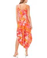 Vince Camuto Women's Floral Tie Shoulder Angled Hem Jumpsuit