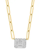 Effy Diamond Baguette & Round Cluster Pendant Necklace (3/8 ct. t.w.) in 14k Gold, 16-3/4" + 1-1/4" extender