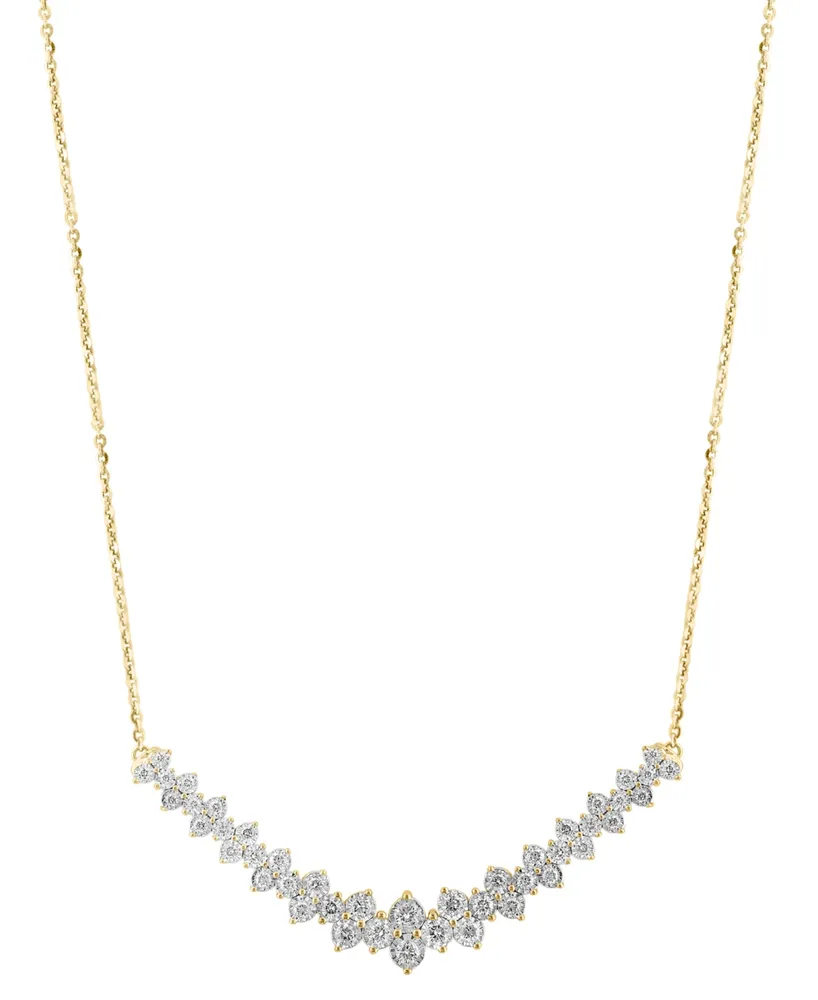 Effy Diamond Cluster 18" Statement Necklace (1 ct. t.w.) 14k White Gold (Also available Two Tone Gold)