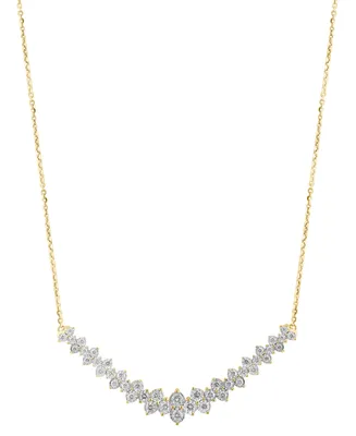 Effy Diamond Cluster 18" Statement Necklace (1 ct. t.w.) 14k White Gold (Also available Two Tone Gold)
