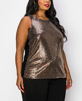 Coin 1804 Plus Sequin Side Ruched Tank Top