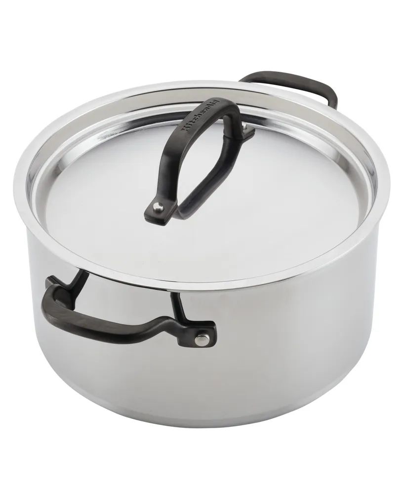 KitchenAid 5-Ply Clad Stainless Steel 6 Quart Induction Stockpot with Lid
