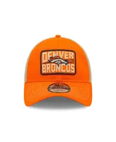 Men's New Era Orange and Natural Denver Broncos Devoted Trucker 9TWENTY Snapback Hat