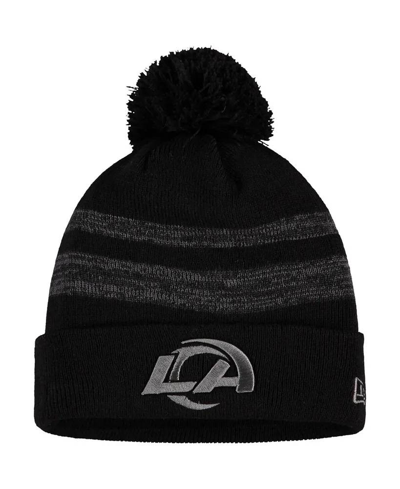 Men's New Era Black Los Angeles Rams Logo Dispatch Cuffed Knit Hat with Pom