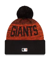 Men's New Era Black San Francisco Giants Authentic Collection Sport Cuffed Knit Hat with Pom
