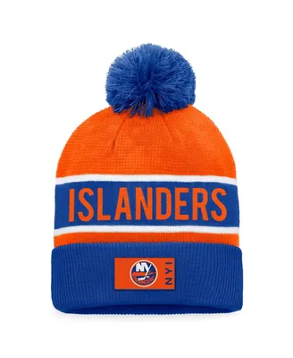 Men's Fanatics Royal, Orange New York Islanders Authentic Pro Rink Cuffed Knit Hat with Pom