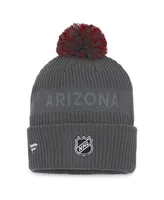 Men's Fanatics Charcoal Arizona Coyotes Authentic Pro Home Ice Cuffed Knit Hat with Pom