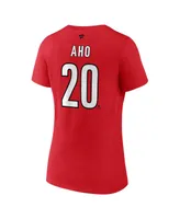 Women's Fanatics Sebastian Aho Red Carolina Hurricanes Special Edition 2.0 Name and Number V-Neck T-shirt