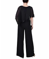 Ny Collection Petite Poncho Sleeve Sequined Jumpsuit