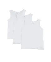 3 Pack Boy's Shorter White Cotton Blend Tank Top Toddler|Child