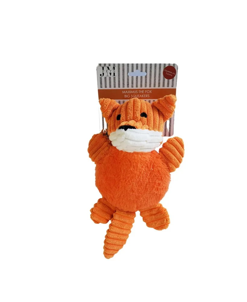 JoJo Modern Pets Maximus The Fox - Corduroy Full Body Squeaker Plush Dog Toy