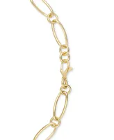 Cultured Freshwater Pearl (9-3/4 x 10-3/4mm) Oval Link 18" Collar Necklace in 14k Gold-Plated Sterling Silver