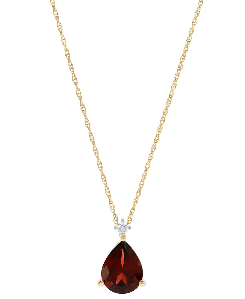 Garnet (1-3/4 ct. t.w.) & Diamond Accent 18" Pendant Necklace in 14k Gold