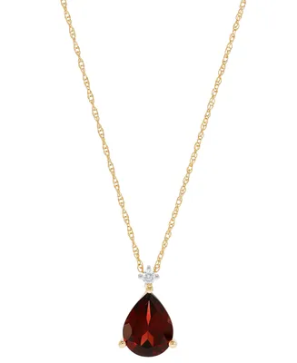 Garnet (1-3/4 ct. t.w.) & Diamond Accent 18" Pendant Necklace in 14k Gold