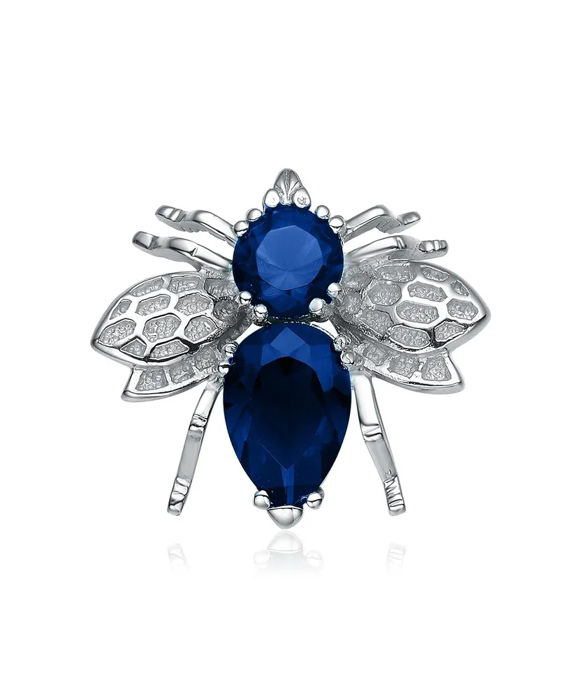 Genevive Cubic Zirconia Sterling Silver White Gold Plated Bee Pin