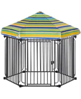 Outside Indoor Dog Playpen Locking Door & Metal Frame, 59.75" x 51.75"