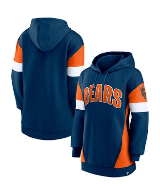 Women's Fanatics Navy, Orange Chicago Bears Lock It Down Pullover Hoodie