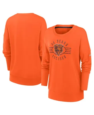 Women's Nike Orange Chicago Bears Rewind Playback Icon Performance Pullover Sweatshirt