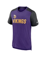 Men's Nike Heathered Purple, Black Minnesota Vikings Color Block Team Name T-shirt