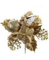 Floral Home Sparkling Gold Tree Picks: Set of 12, Gorgeous Home Christmas Decor