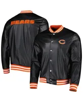 Men's The Wild Collective Black Chicago Bears Metallic Bomber Full-Snap Jacket