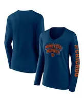 Women's Fanatics Navy Chicago Bears Hometown Sweep Long Sleeve V-Neck T-shirt