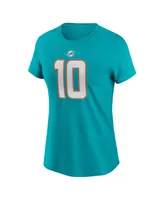 Women's Nike Tyreek Hill Aqua Miami Dolphins Player Name and Number T-shirt