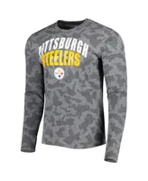 Men's Msx by Michael Strahan Black Pittsburgh Steelers Performance Camo Long Sleeve T-shirt