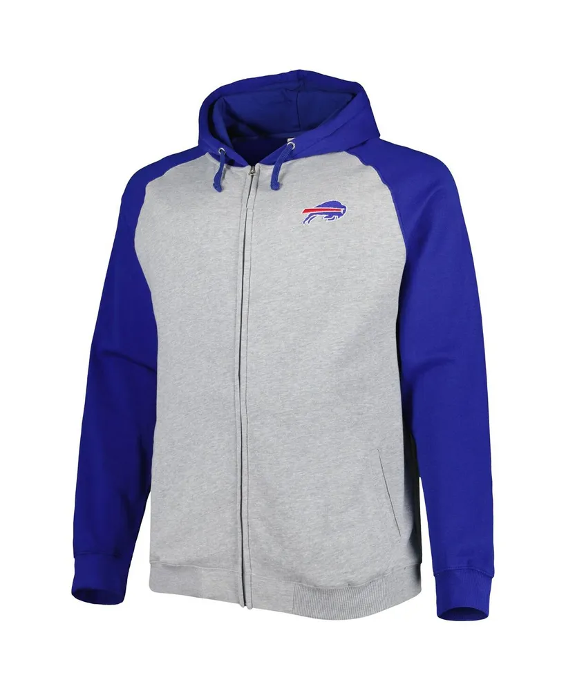 Men's Heather Gray Buffalo Bills Big and Tall Fleece Raglan Full-Zip Hoodie Jacket