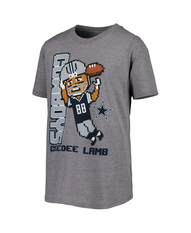 CeeDee Lamb Dallas Cowboys Youth Pixel Player 2.0 T-Shirt - Gray