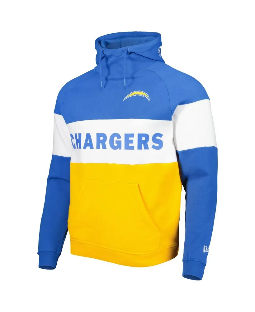 Men's New Era Gold Los Angeles Chargers Colorblock Current Pullover Hoodie
