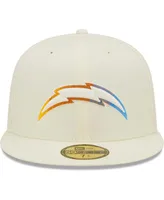 Men's New Era Cream Los Angeles Chargers Chrome Dim 59FIFTY Fitted Hat