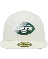 Men's New Era Cream York Jets Chrome Dim 59FIFTY Fitted Hat