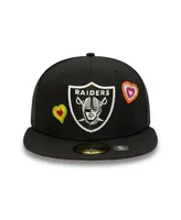 Men's New Era Black Las Vegas Raiders Chain Stitch Heart 59FIFTY Fitted Hat