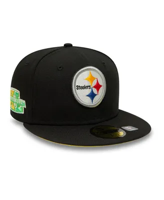 Men's New Era Black Pittsburgh Steelers Super Bowl Xl Citrus Pop 59FIFTY Fitted Hat