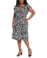 London Times Plus Size Printed Fit & Flare Dress