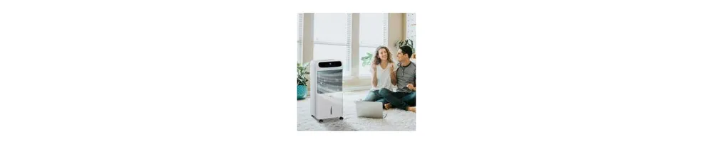 Homcom Mobile Air Cooler Fan, Evaporative Ice Cooling Humidifier with Remote, 2 Ice Packs
