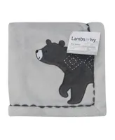 Lambs & Ivy Woodland Forest Gray Fleece Bear Nursery Baby Blanket