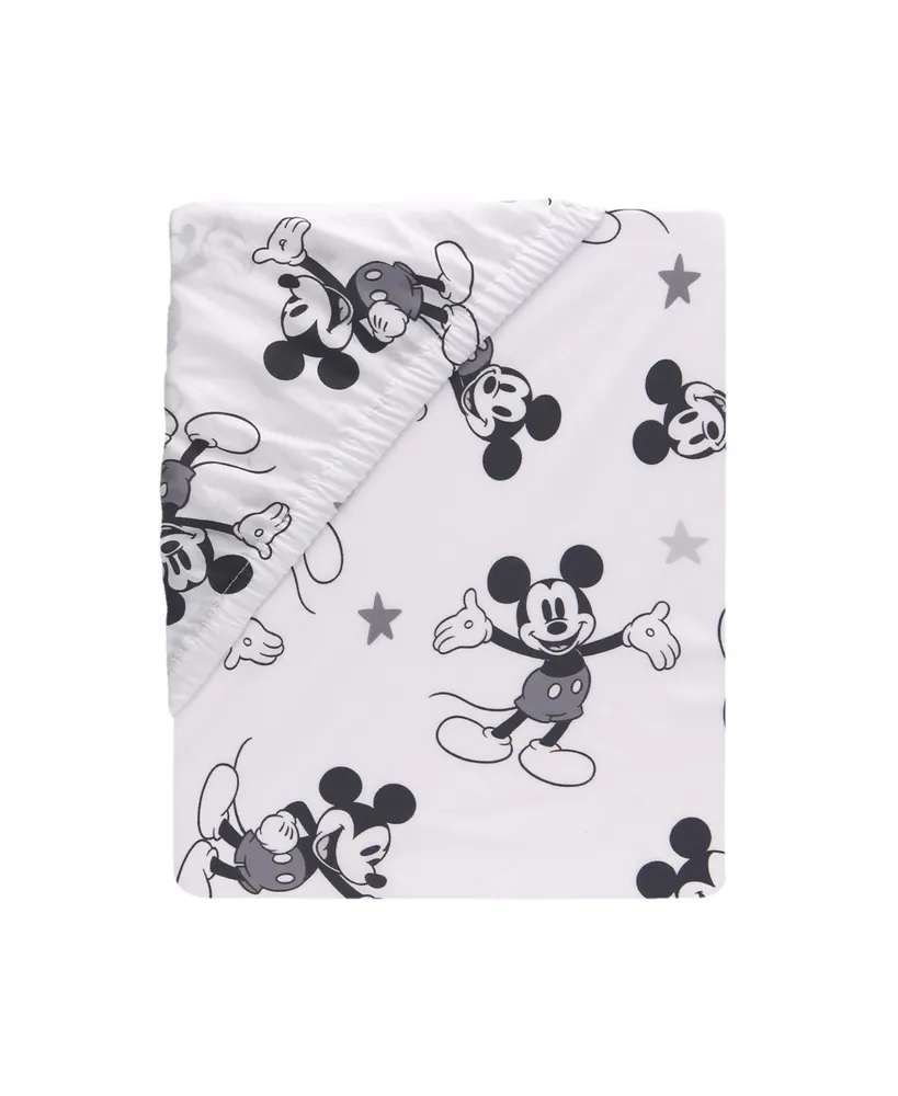 Lambs & Ivy Disney Baby Magical Mickey Mouse 100% Cotton Fitted Crib Sheet - White/Black