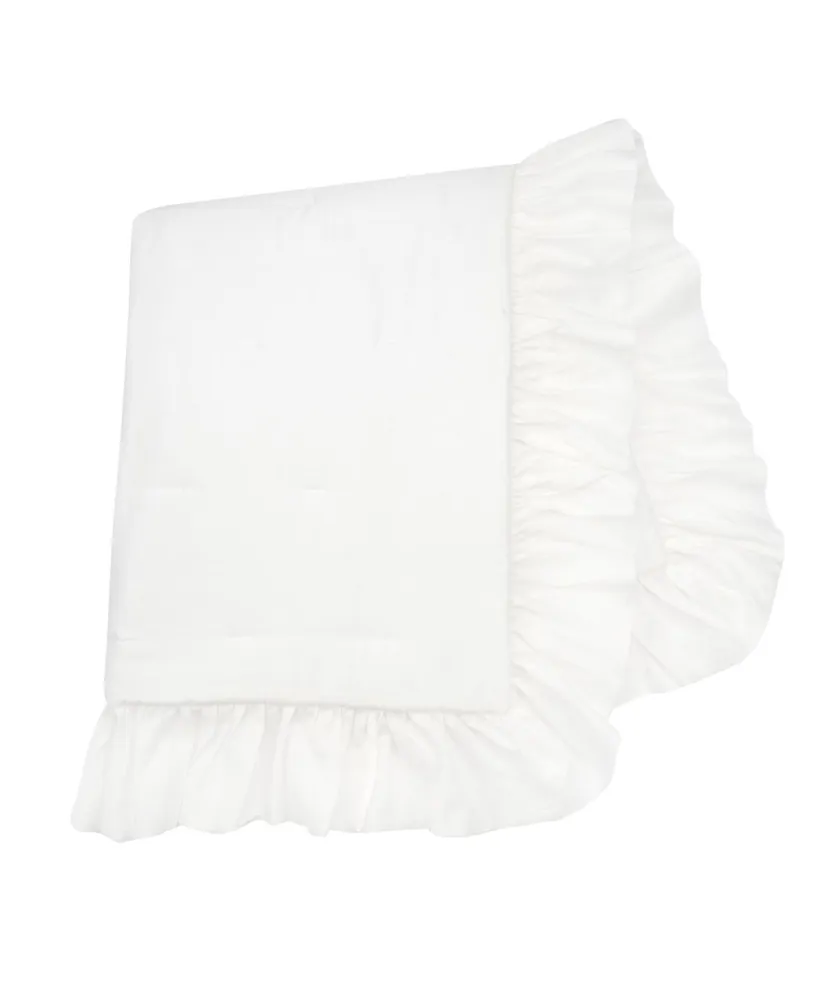 Lambs & Ivy Signature White Cotton Sateen Ruffle Baby/Toddler Quilt