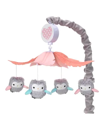 Lambs & Ivy Sweet Owl Dreams Gray/Pink Musical Baby Crib Mobile Soother Toy